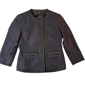 Tahari Blazer Womens S Gray Collarless Textured Minimalist Office Career Chic
